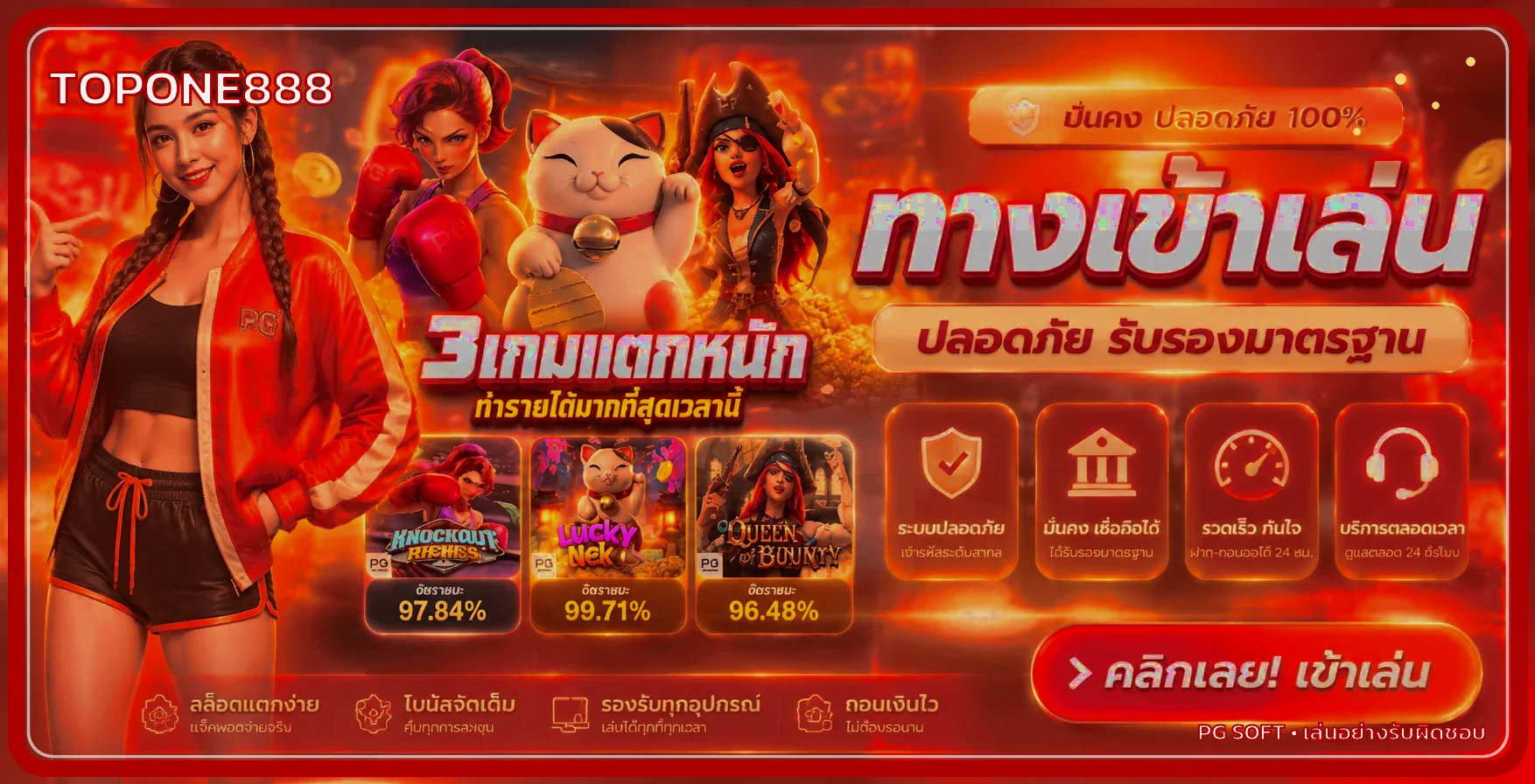 เกมสล็อต PG Soft และทางเข้า TOPONE888